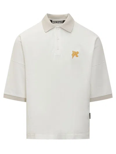 Palm Angels Polo Shirt With Logo In Beige