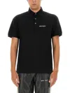 Palm Angels Logo Embroidered Cotton Polo In Black