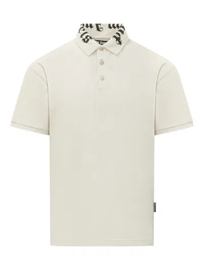 Palm Angels Polo With Unique Logo Design In Off White Black