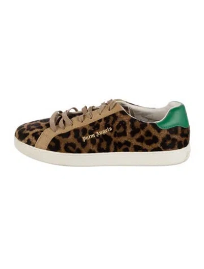 Pre-owned Palm Angels Ponyhair Animal Print Sneakers In Brown