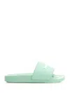 Palm Angels Logo-embossed Flat Slides In Green