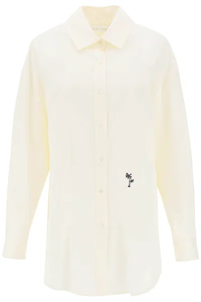 Palm Angels Shirt With Embroidered Logo In Neutral
