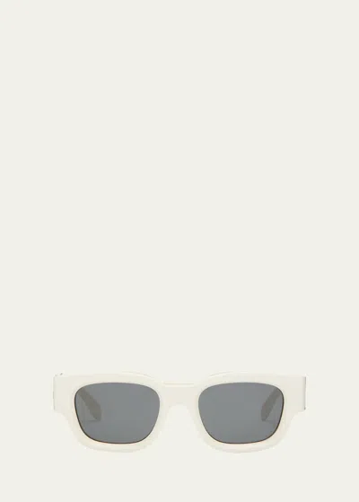 PALM ANGELS POSEY WHITE ACETATE & METAL SQUARE SUNGLASSES