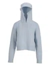 Palm Angels Pouch-pocket Knitted Hoodie In Blue