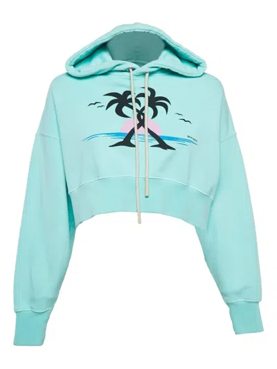 Pre-owned Palm Angels  Palm-print Hoodie In Green