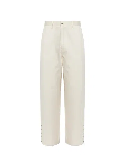 Palm Angels Press-stud Straight-leg Trousers In White