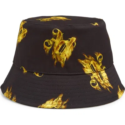 Palm Angels Print Cotton Bucket Hat In Black
