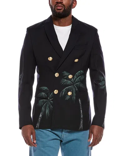 Palm Angels Printed Blazer In Blue