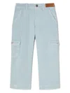 Palm Angels Printed Cargo Trousers In Blue