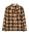 Palm Angels Brown Curved Logo Check Shirt In Brown
