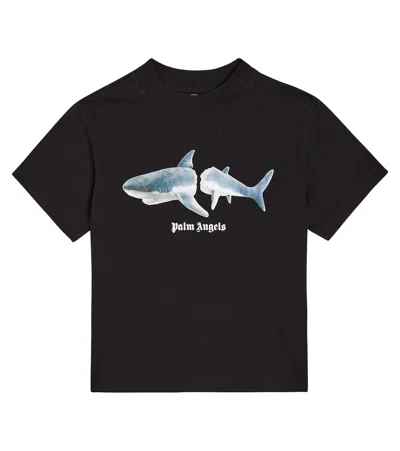 Palm Angels Kids' Printed Cotton Jersey T-shirt In Black