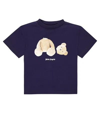 Palm Angels Kids' Bedrucktes T-shirt Aus Baumwoll-jersey In Navy Blue