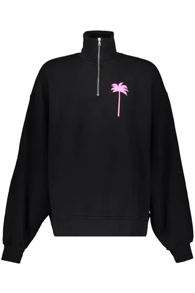 Palm Angels Printed Cotton Sweatshirt In Black