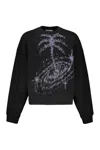 Palm Angels Black Palm Galaxy Glitter Sweatshirt In Black