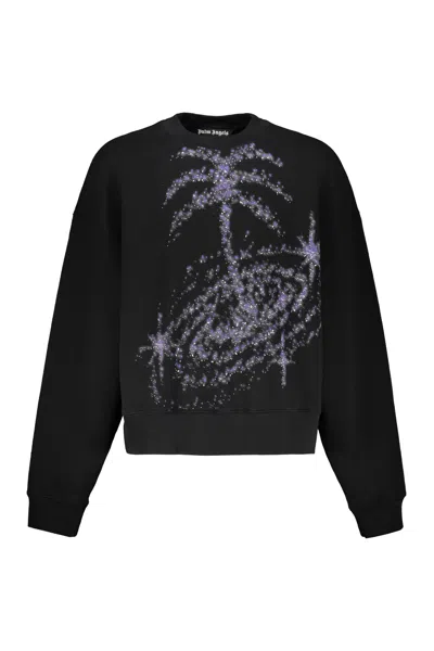 Palm Angels Printed Cotton Sweatshirt In Black