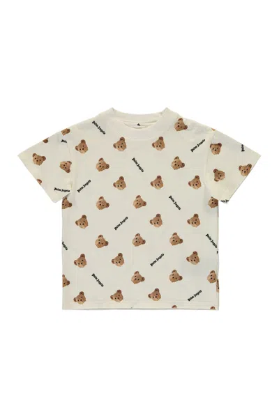 Palm Angels Kids' Printed Cotton T-shirt In White