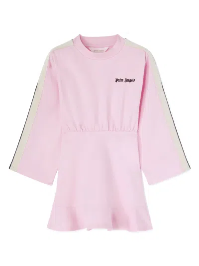 Palm Angels Kids' Printed Crew-neck Dress In Pink