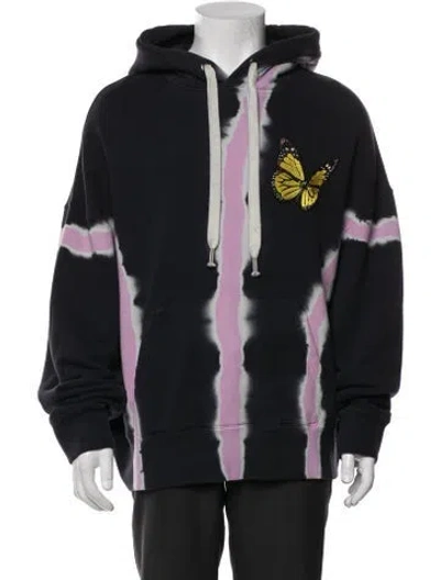 Pre-owned Palm Angels Printed Crew Neck Hoodie In Blue