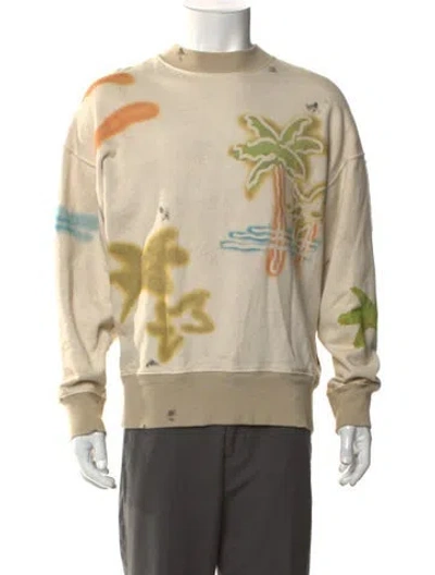 Pre-owned Palm Angels Printed Crew Neck Sweatshirt