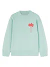 Palm Angels Printed Crew-neck Sweatshirt In Blue