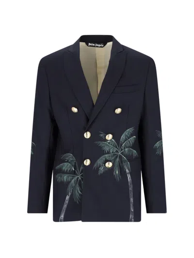 PALM ANGELS PRINTED DOUBLE BREAST BLAZER