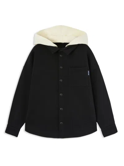 Palm Angels Kids' Printed Hooded Jacket In Black