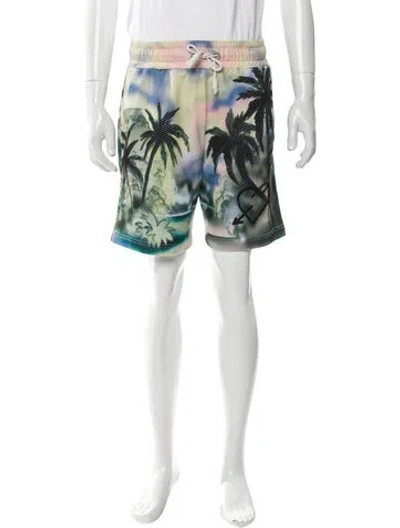 Pre-owned Palm Angels Printed Jogger Shorts In Green