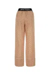 Palm Angels Women's Linen Blend Wide-leg Pant In Brown