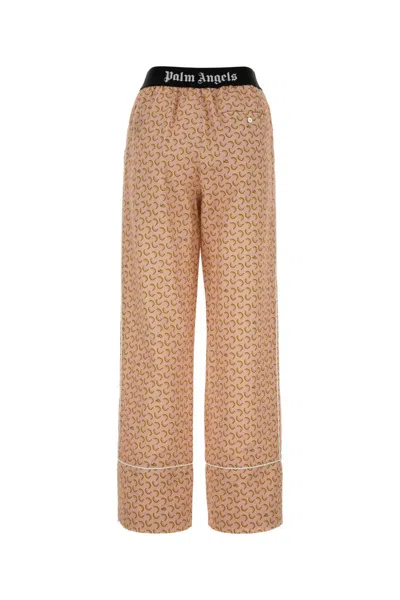 PALM ANGELS PRINTED LINEN BLEND WIDE-LEG PANT