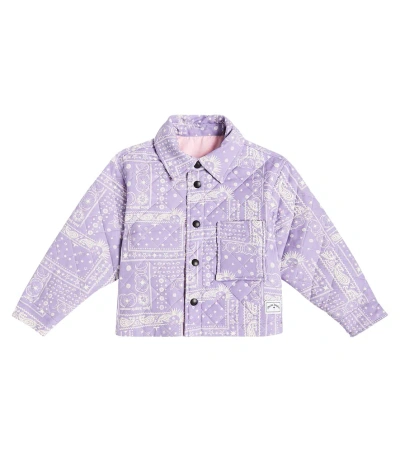 Palm Angels Kids' Printed Padded Jacket In Lila