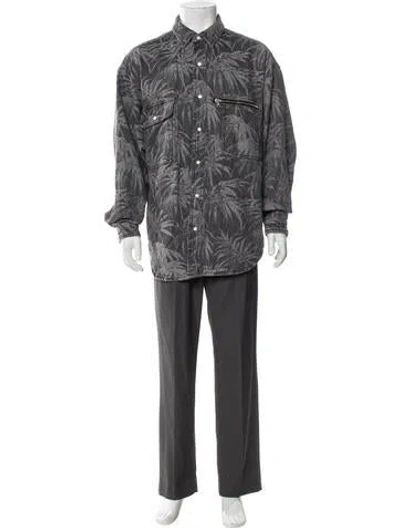 Pre-owned Palm Angels Printed Parka In Gray