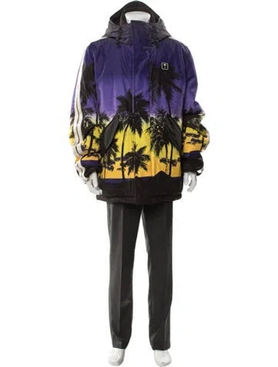 Pre-owned Palm Angels Printed Parka W/ Tags In Yellow