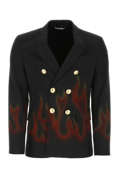 Palm Angels Printed Polyester Blend Blazer In Multicolor