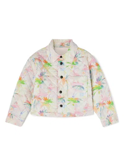 Palm Angels Kids' Printed Reversible Padded Jacket In White