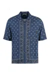 Palm Angels Paisley-print Bowling Shirt In Blue