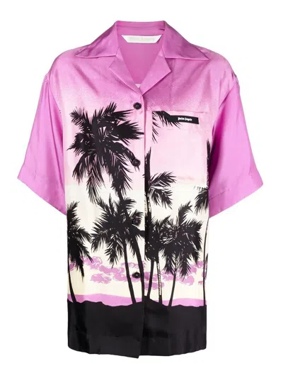 Palm Angels Sunset Print Shirt In Purple