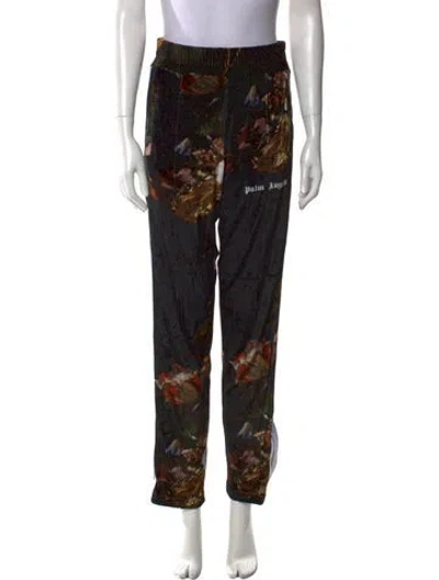 Pre-owned Palm Angels Printed Straight Leg Pants In Black
