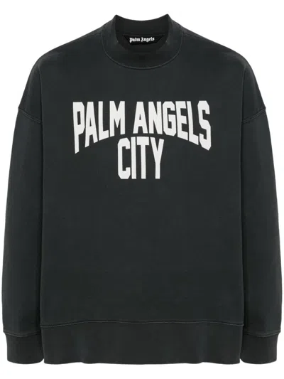 Palm Angels Printed Sweatshirt In Gray