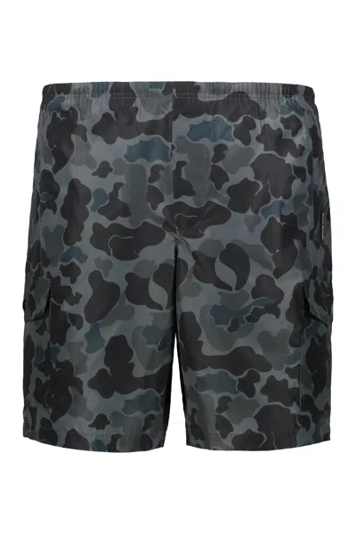 Palm Angels Printed Swim Shorts In Black