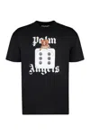 Palm Angels Black T-shirt With Front Dice And Logo Print In Black - Off White