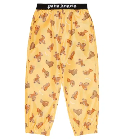 Palm Angels Kids' Printed Technical Sweatpants In Yellow Brown