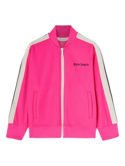Palm Angels Kids' Printed Track Jacket In 粉色