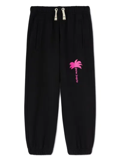 Palm Angels Kids' Printed Track Pants In Black