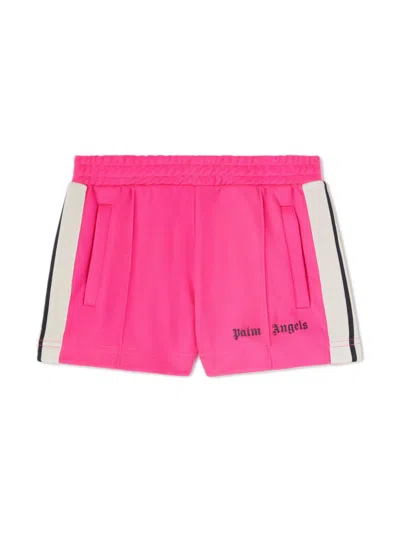 Palm Angels Kids' Printed Track Shorts In 粉色