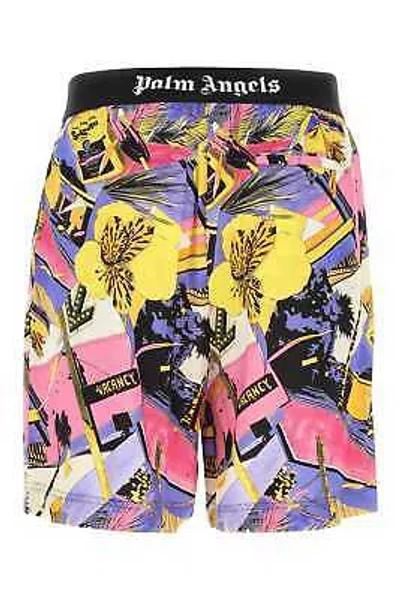 Pre-owned Palm Angels Printed Viscose Bermuda Shorts In Multicolor