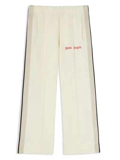 Palm Angels Kids' Printed Wide-leg Track Pants In Neutrals