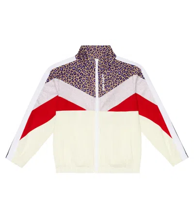 Palm Angels Kids' Printed Windbreaker Jacket In White White
