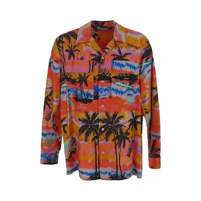 Pre-owned Palm Angels Pshychedelic Palms Shirt 'fuchsia/multicolor' | Pink | Men's Size 48