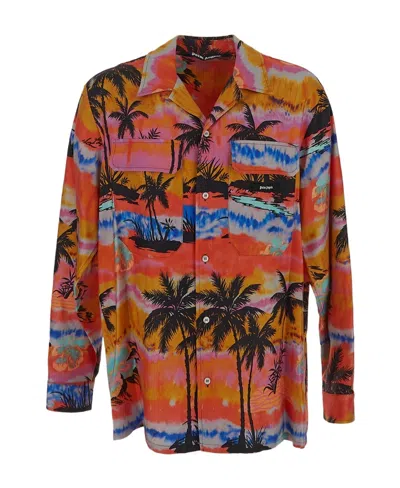 PALM ANGELS PALM ANGELS ALL-OVER PALM PRINTED BUTTONED SHIRT