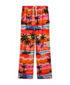 Palm Angels Psychedelic-palms Wide-leg Trousers In Red